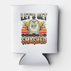 Funny Halloween Let’s Get Smashed Graveyard Design Can Cooler