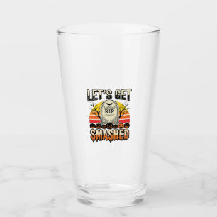 Funny Halloween Let’s Get Smashed Graveyard Design Glass