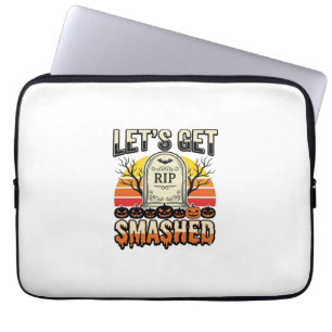 Funny Halloween Let’s Get Smashed Graveyard Design Laptop Sleeve