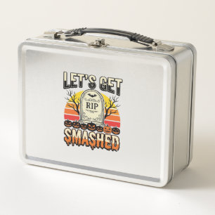 Funny Halloween Let’s Get Smashed Graveyard Design Metal Lunch Box