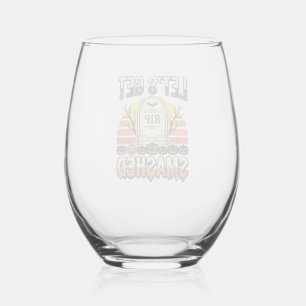 Funny Halloween Let’s Get Smashed Graveyard Design Stemless Wine Glass