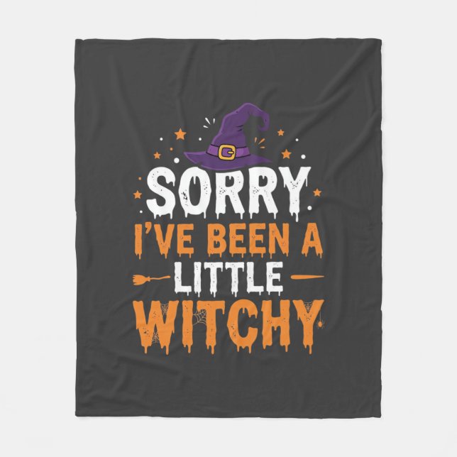 Funny Halloween Little Witchy Quote Design Fleece Blanket (Front)