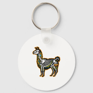 Funny Halloween Llama Skeleton Graphic - Key Ring