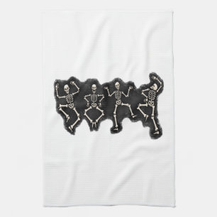 Funny Halloween Lover Dance with the Skeleton Tea Towel