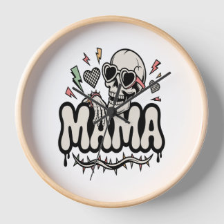 Funny Halloween Mama Cool Skull Clock