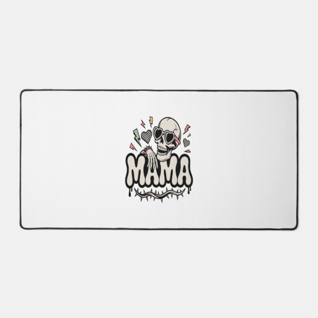 Funny Halloween Mama Cool Skull Desk Mat (Front)
