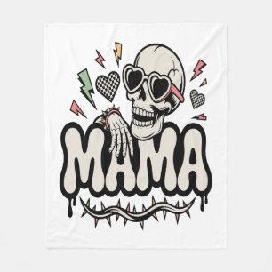 Funny Halloween Mama Cool Skull Fleece Blanket