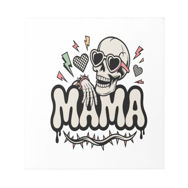 Funny Halloween Mama Cool Skull Notepad (Front)