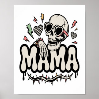 Funny Halloween Mama Cool Skull Poster