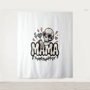 Funny Halloween Mama Cool Skull Tapestry