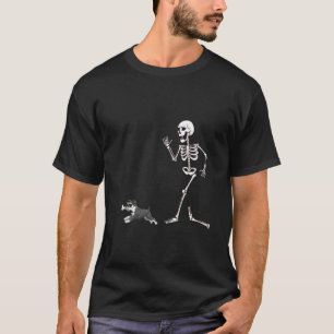 Funny Halloween Miniature Schnauzer and Skeleton T-Shirt