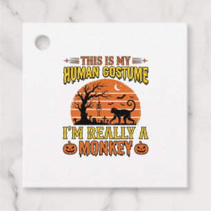 Funny Halloween Monkey Human Costume Shirt Design_ Favour Tags