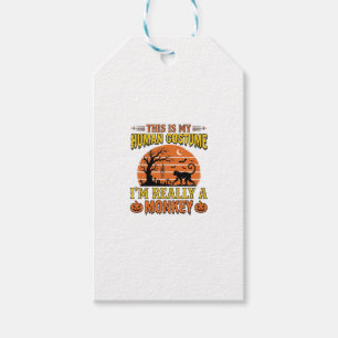 Funny Halloween Monkey Human Costume Shirt Design_ Gift Tags