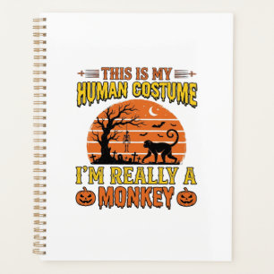 Funny Halloween Monkey Human Costume Shirt Design_ Planner