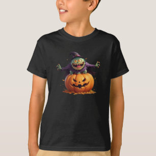 Funny Halloween Monster and Jack-O’-Lantern T-Shirt