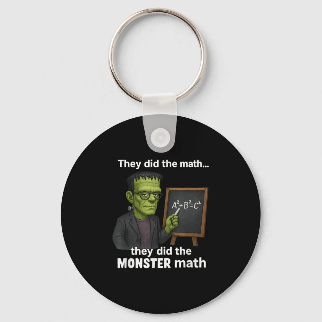 Funny Halloween Monster Math Pun, Teacher Humour  Key Ring (Front)