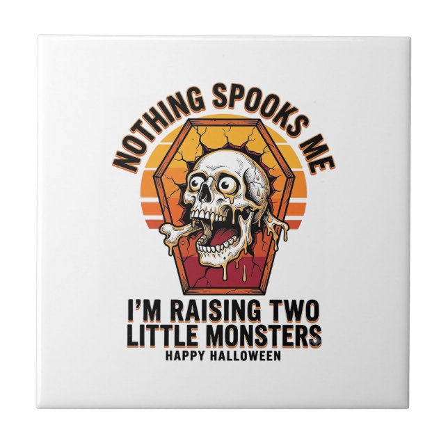 Funny Halloween Mum Shirt for Parents of Two Wild  Tile (Front)