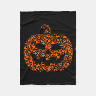 Funny Halloween Music Note Musician Jack O Lantern Fleece Blanket