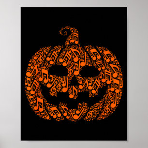 Funny Halloween Music Note Musician Jack O Lantern Poster