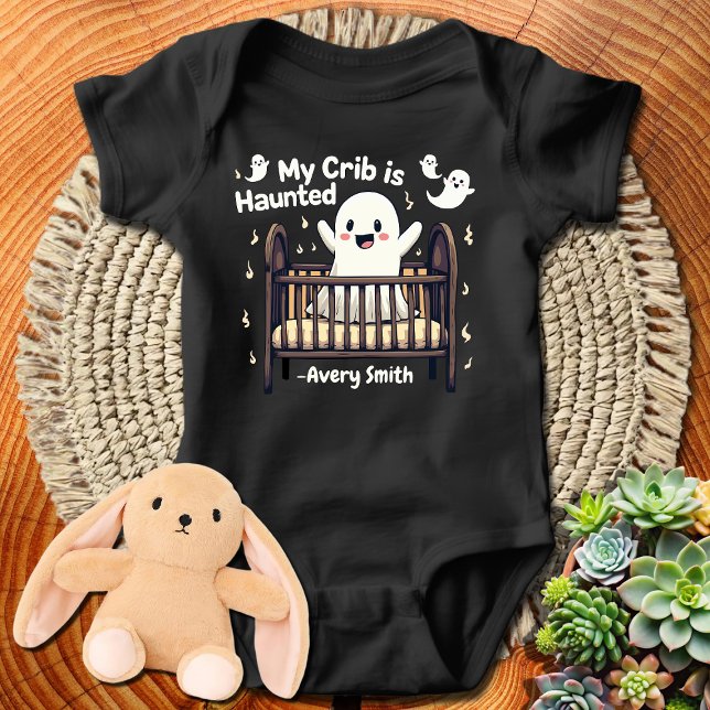 Funny Halloween My Crib is Haunted Baby Bodysuit (Creator Uploaded)