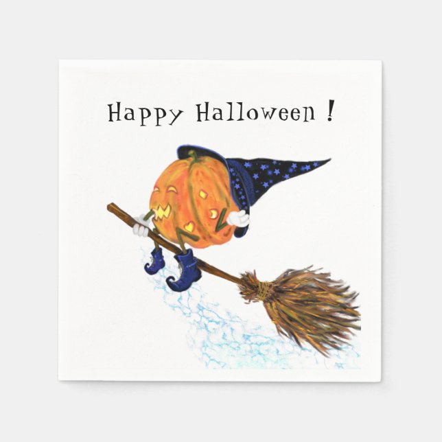 Funny Halloween Napkins Witch Pumpkin (Front)