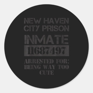 Funny Halloween New Haven City Prisoner Costume  Classic Round Sticker