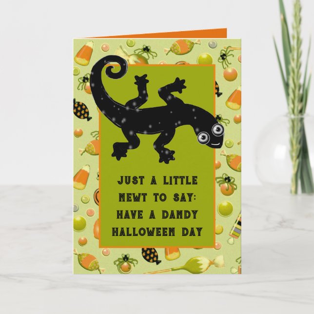 Funny Halloween Newt Card (Front)