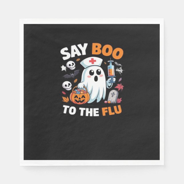 Funny Halloween Nurse Ghost T-Shirt – “Say Boo to  Napkin (Front)