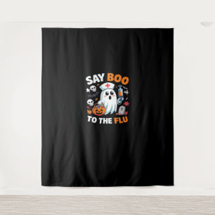 Funny Halloween Nurse Ghost T-Shirt – “Say Boo to  Tapestry