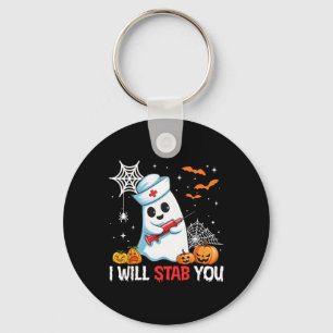 Funny Halloween Nurse I Will Stab You Ghost Men Wo Key Ring