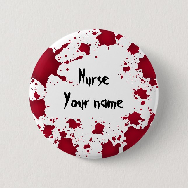 Funny Halloween nurse name 6 Cm Round Badge (Front)