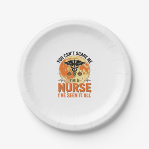 Funny Halloween Nurse Vintage Medical Design_1 Paper Plate