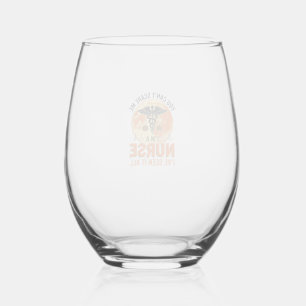 Funny Halloween Nurse Vintage Medical Design_1 Stemless Wine Glass