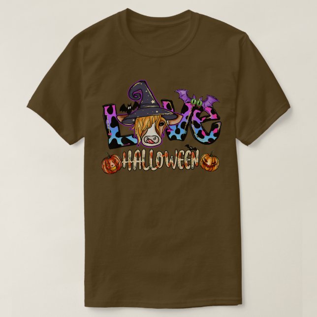 Funny Halloween On The Farm Heifer Cute Cow With W T-Shirt (Design Front)