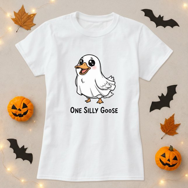 Funny Halloween One Silly Goose Cute Ghost Pun  T-Shirt (Creator Uploaded)