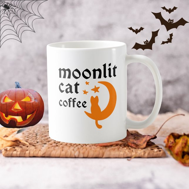 Funny Halloween Orange Moon With Cat  Coffee Mug (Creator Uploaded)