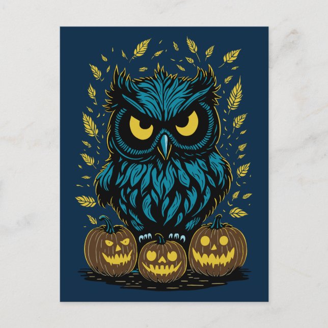 Funny Halloween Owl Postcard (Front)