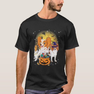 Funny Halloween Papillon Witch Pumpkin Mummy Dog L T-Shirt