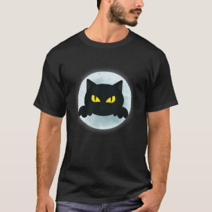 Funny Halloween party black cat moon design men wo T-Shirt