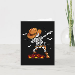 Funny Halloween Party Dabbing Skeleton Cowboy Boys Card