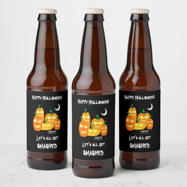 Funny Halloween Party Drunk Pumpkins  Beer Bottle Label (Bottles)