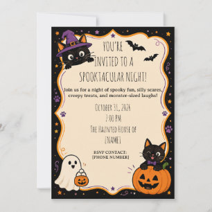Funny Halloween Party Invitation For Cat Lovers