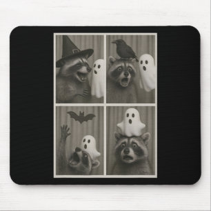 Funny Halloween Party Racoon Photo Cabin Design  Mouse Pad
