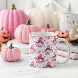 Funny Halloween Pattern with Pumpkins and witch  Coffee Mug