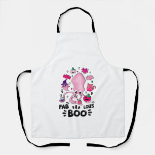 Funny Halloween Pink Cat Ghost Juggling Octopus Fa Apron