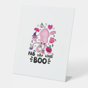 Funny Halloween Pink Cat Ghost Juggling Octopus Fa Pedestal Sign