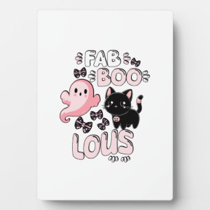 Funny Halloween Pink Ghost Spooktacular Cat Fab BO Plaque