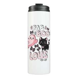 Funny Halloween Pink Ghost Spooktacular Cat Fab BO Thermal Tumbler
