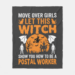 Funny Halloween Postal Worker Witch Cat Graphic Fleece Blanket
