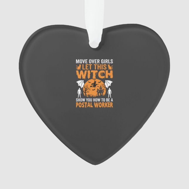 Funny Halloween Postal Worker Witch Cat Graphic Ornament (Front)